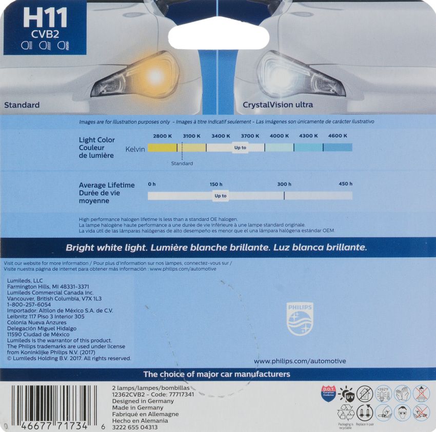 Philips H11CVB2 Philips CrystalVision ultra Headlight H11