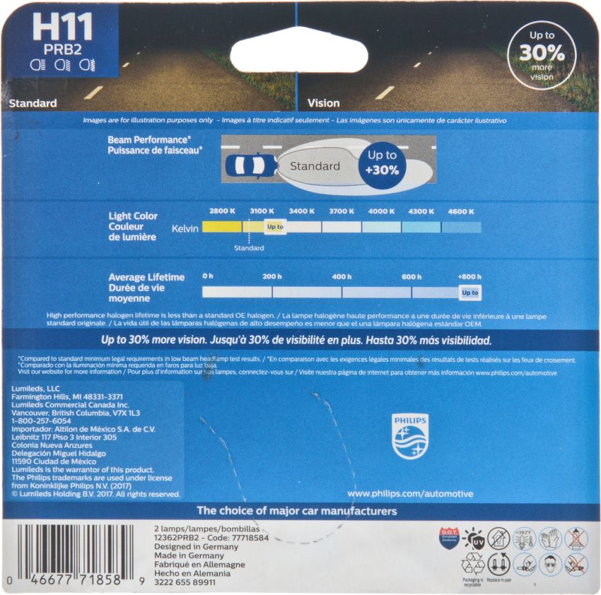 Philips H11PRB2 Philips Vision Headlight H11