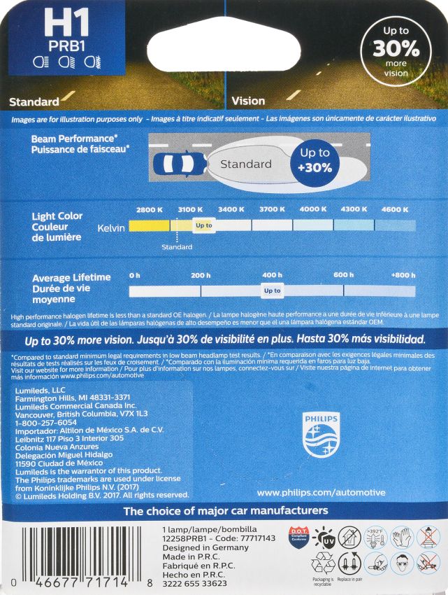 Philips H1PRB1 Philips Vision Headlight H1