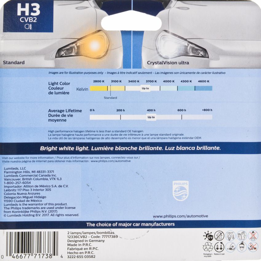 Philips H3CVB2 Philips CrystalVision ultra Headlight H3