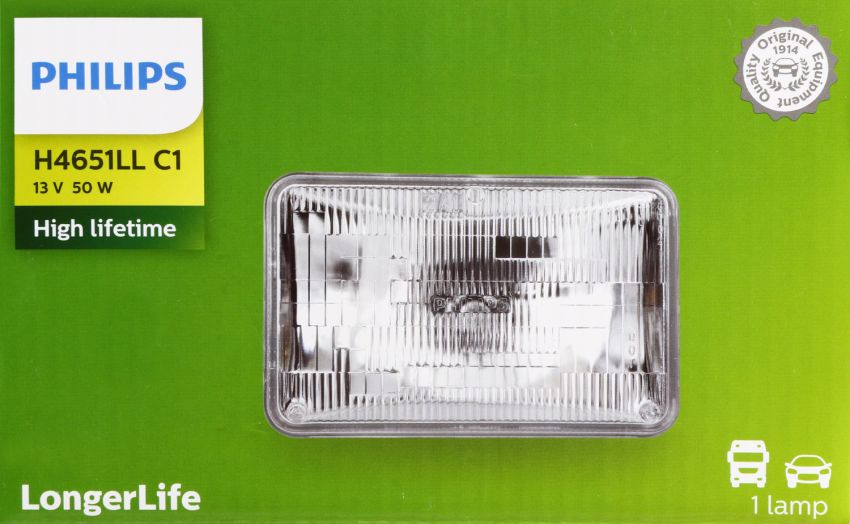 Philips H4651LLC1 Philips LongerLife Sealed Beam H4651LL