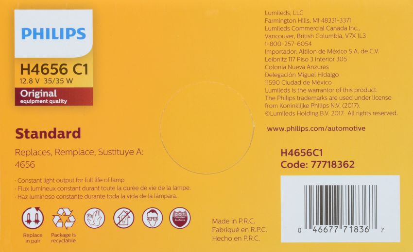 Philips H4656C1 Philips Standard Sealed Beam H4656