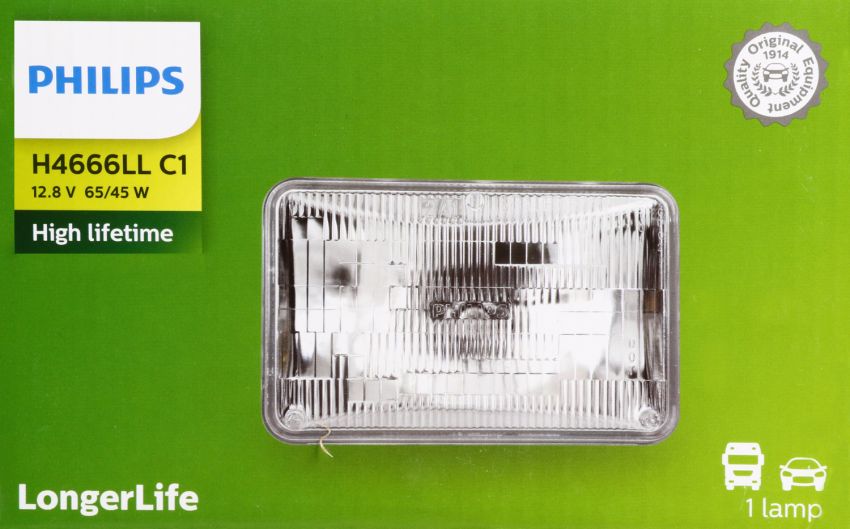Philips H4666LLC1 Philips LongerLife Sealed Beam H4666LL