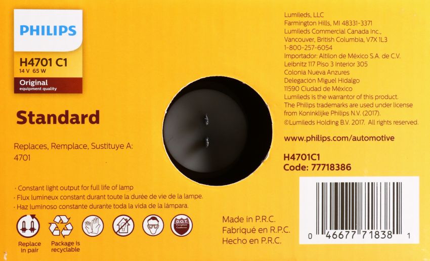 Philips H4701C1 Philips Standard Sealed Beam H4701