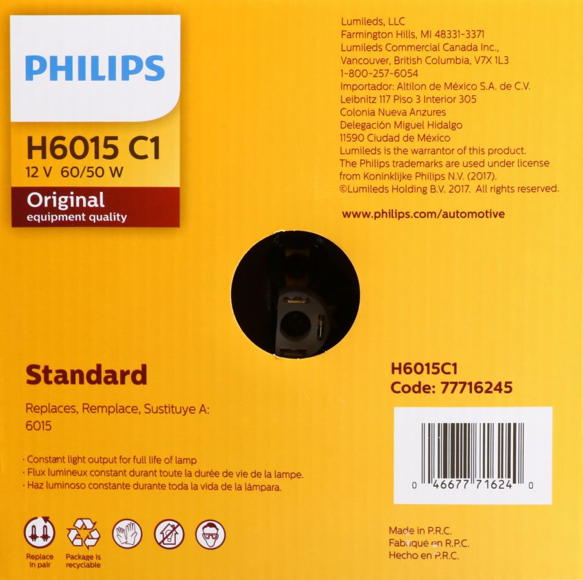 Philips H6015C1 Philips Standard Sealed Beam H6015