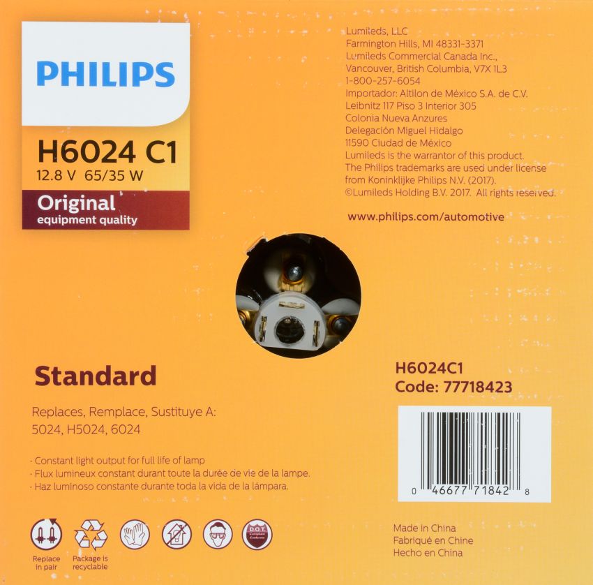 Philips H6024C1 Philips Standard Sealed Beam H6024