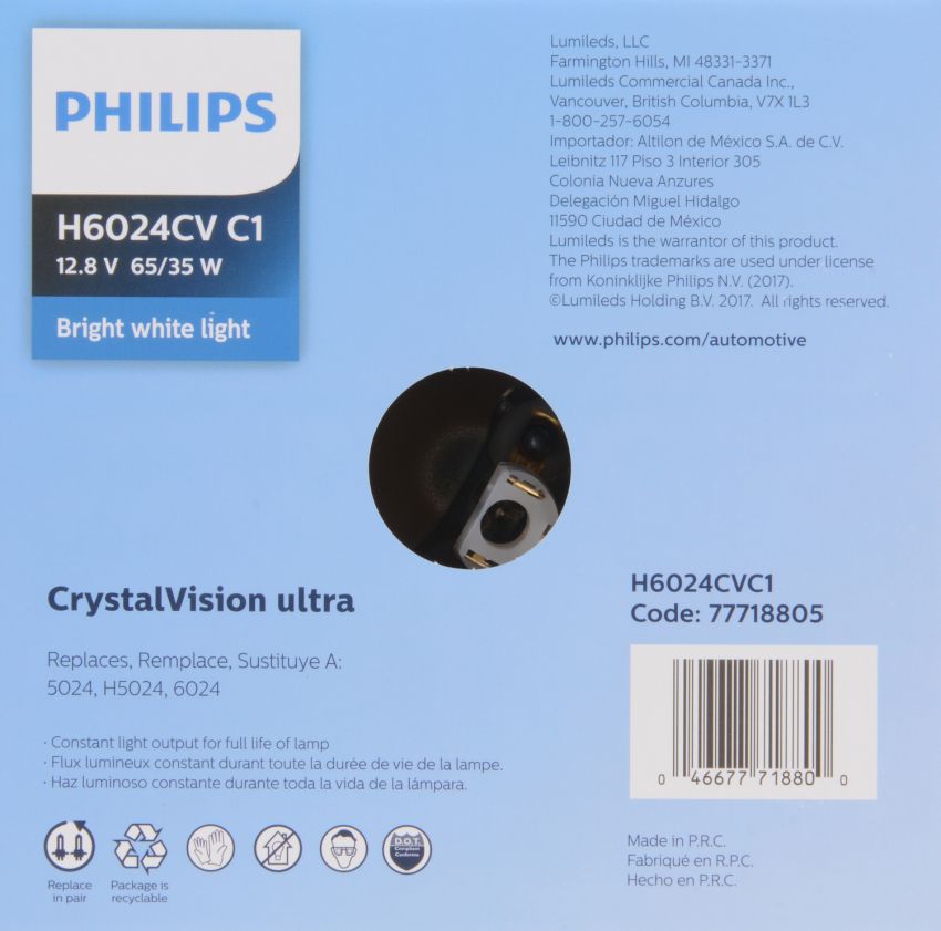 Philips H6024CVC1 Philips CrystalVision ultra Sealed Beam H6024