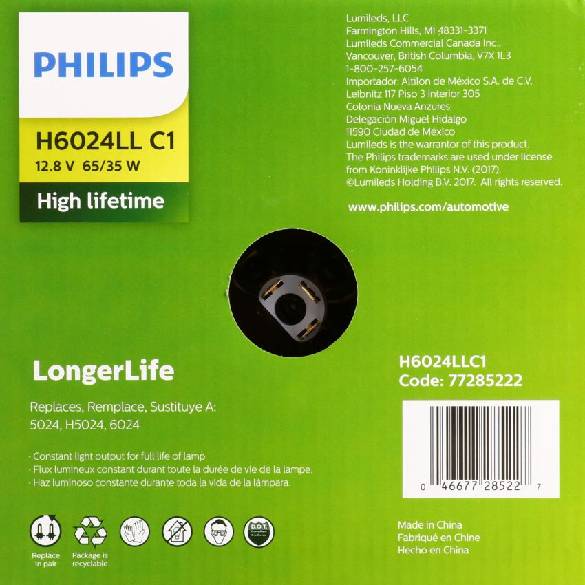 Philips H6024LLC1 Philips LongerLife Sealed Beam H6024LL