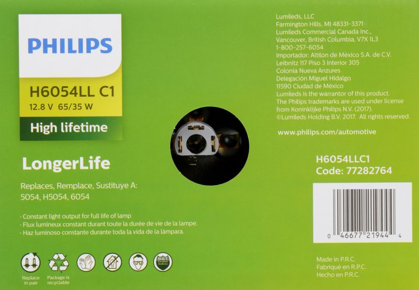 Philips H6054LLC1 Philips LongerLife Sealed Beam H6054LL