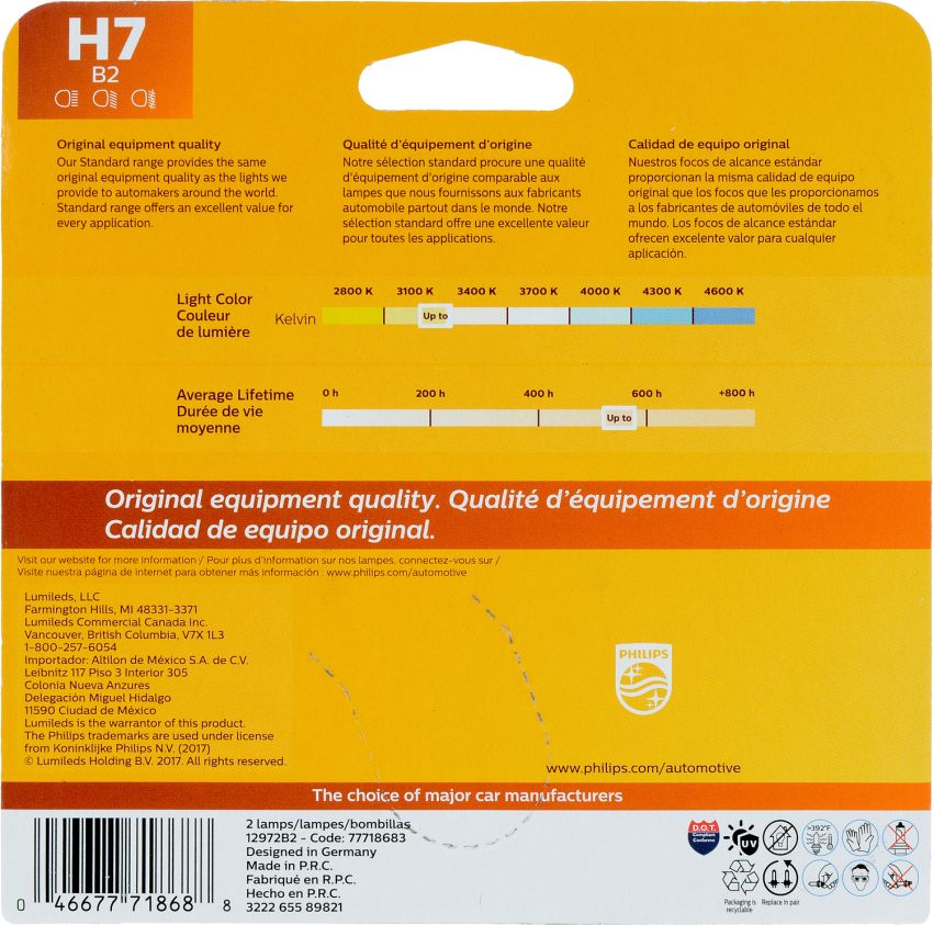 Philips H7B2 Philips Standard Headlight H7