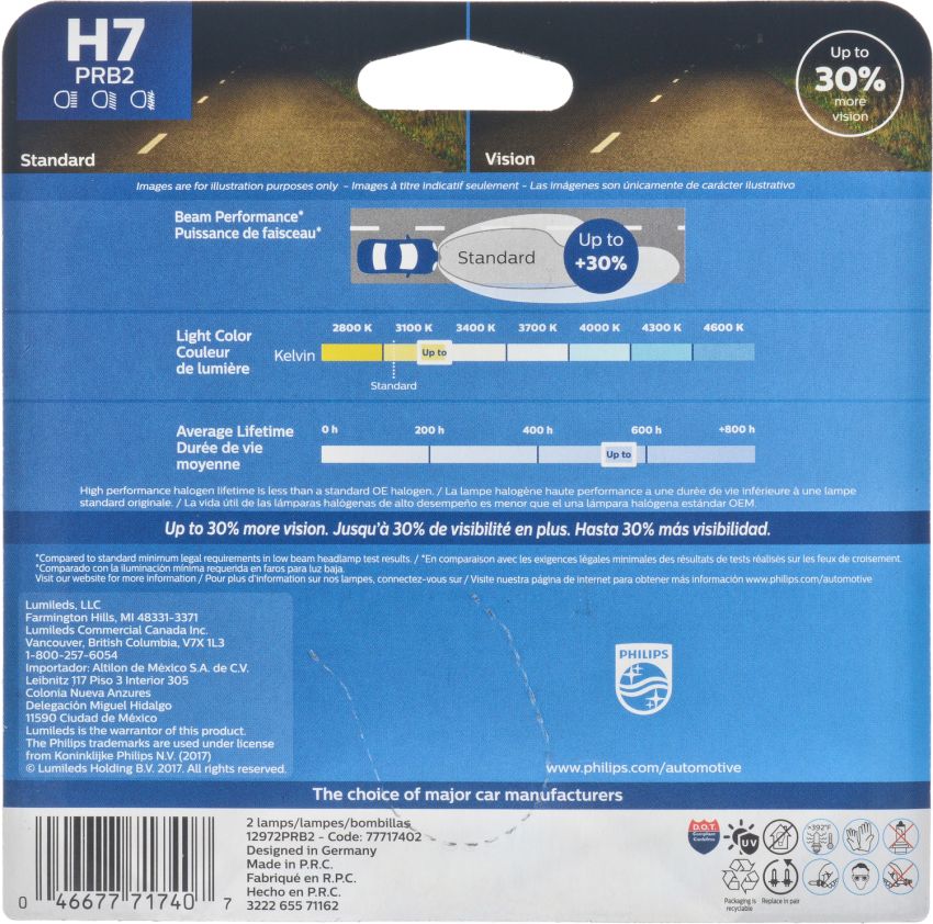 Philips H7PRB2 Philips Vision Headlight H7