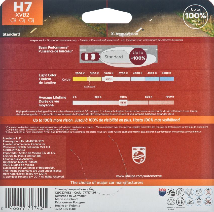 Philips H7XVB2 Philips X-tremeVision Headlight H7