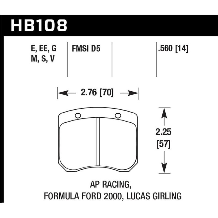 Hawk Performance HB108V.560 DTC-50 Disc Brake Pad
