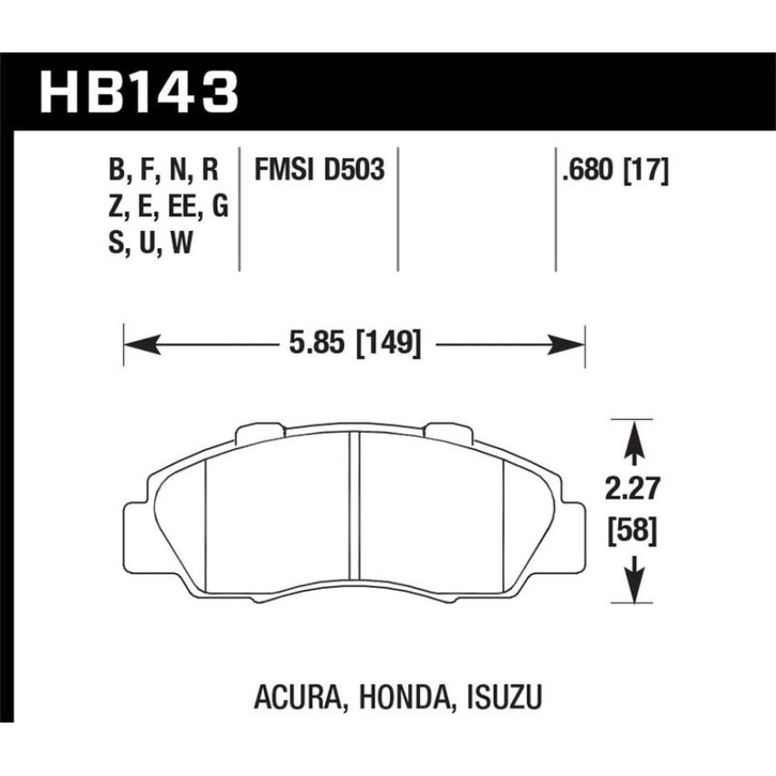 Hawk Performance HB143E.680 Blue 9012 Disc Brake Pad