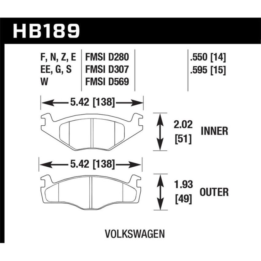Hawk Performance HB189W.595 DTC-30 Disc Brake Pad