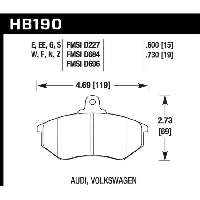 Hawk Performance HB190E.600 Blue 9012 Disc Brake Pad