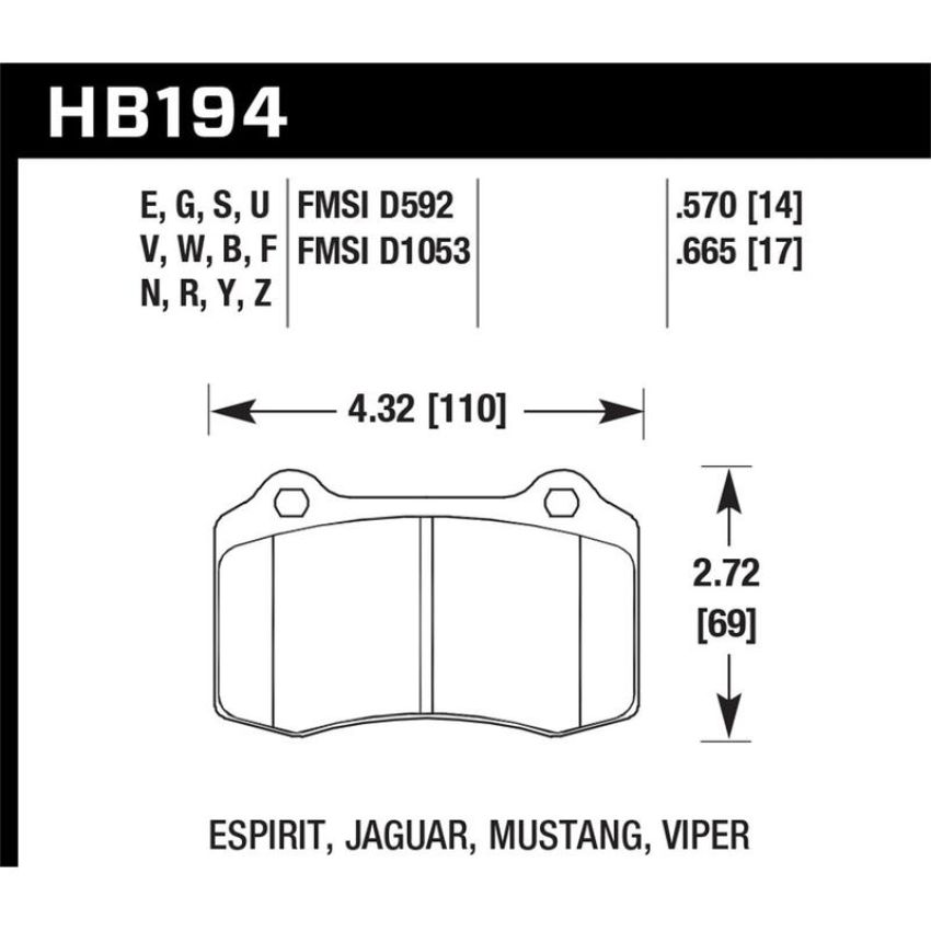 Hawk Performance HB194E.665 Blue 9012 Disc Brake Pad