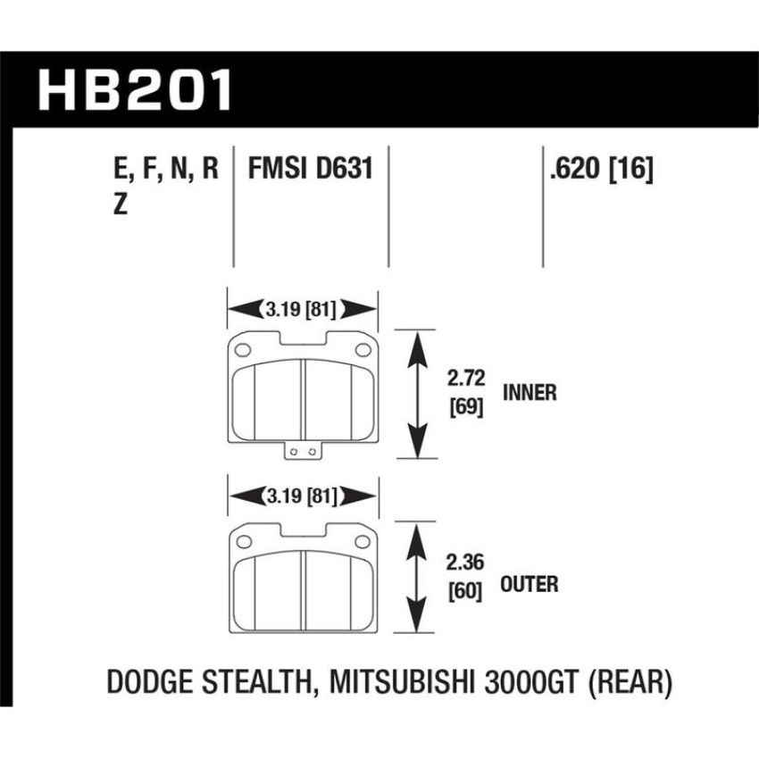 Hawk Performance HB201R.620 Street Race Disc Brake Pad