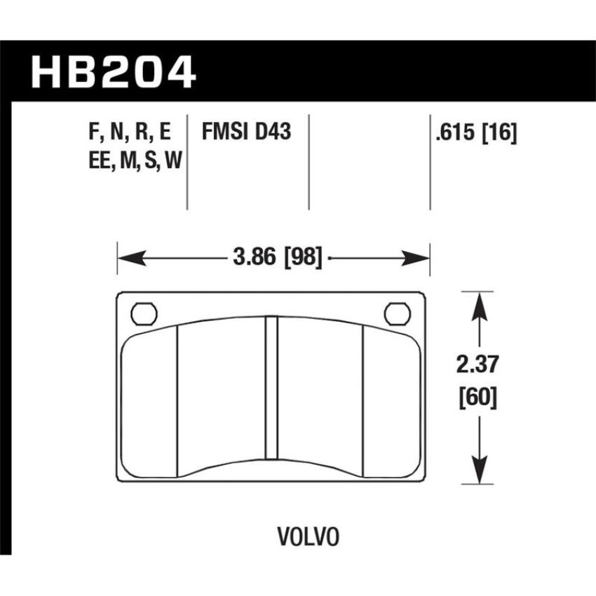 Hawk Performance HB204F.615 HPS Disc Brake Pad