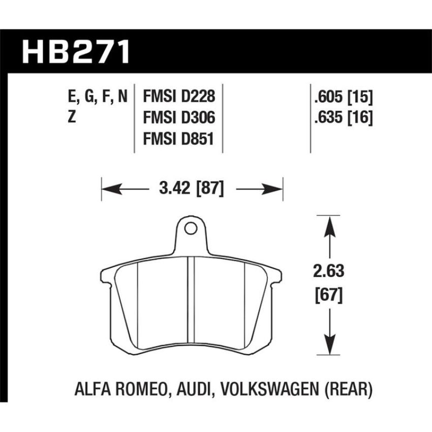 Hawk Performance HB271E.605 Blue 9012 Disc Brake Pad