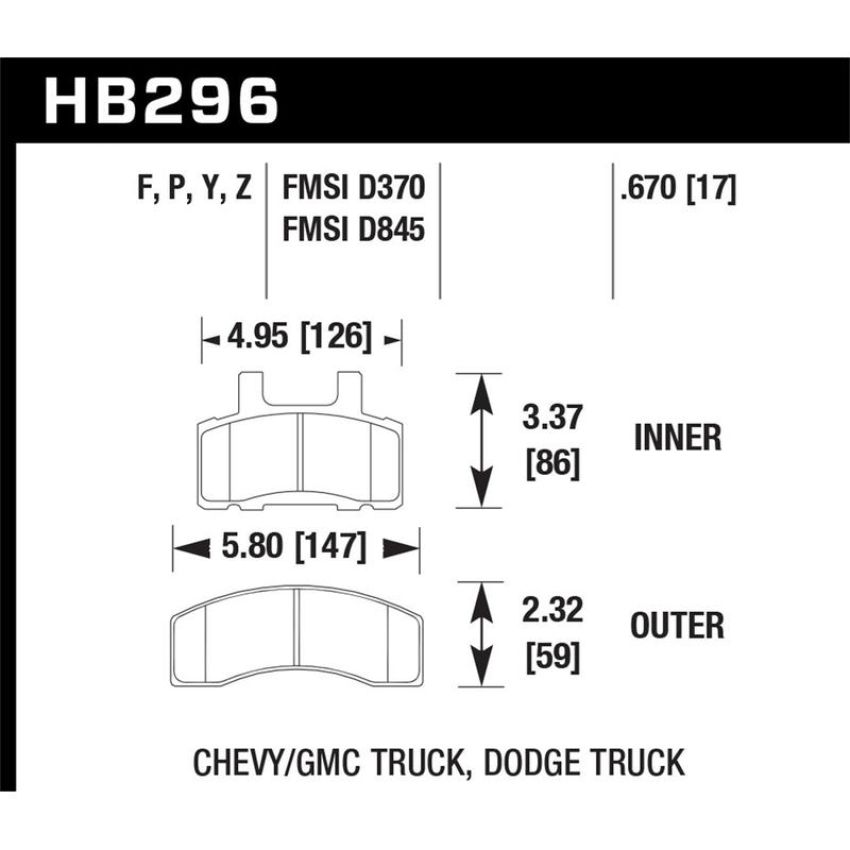 Hawk Performance HB296P.670 SuperDuty Disc Brake Pad