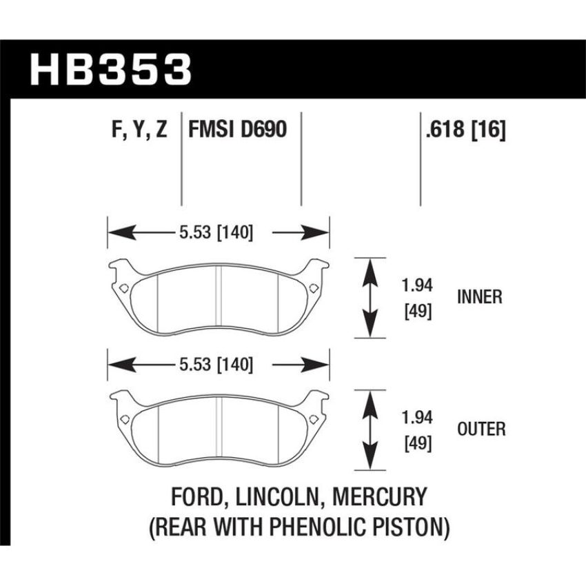 Hawk Performance HB353F.618 HPS Disc Brake Pad