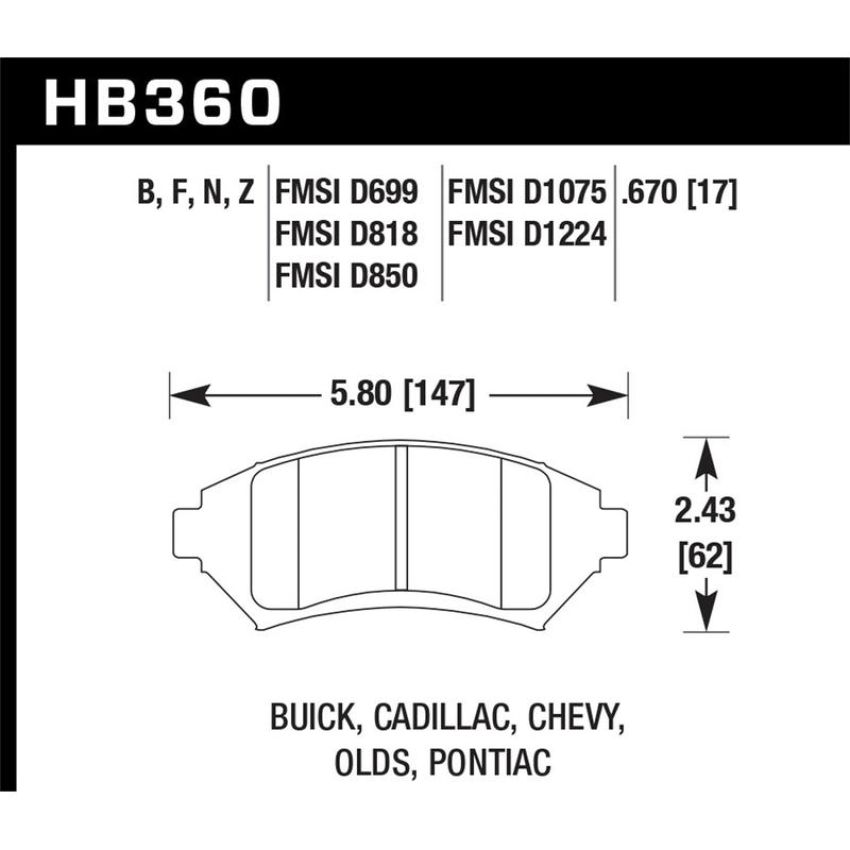 Hawk Performance HB360B.670 HPS 5.0 Disc Brake Pad