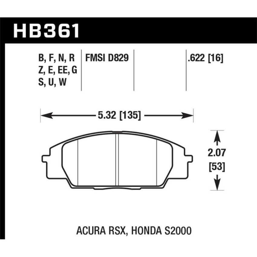 Hawk Performance HB361E.622 Blue 9012 Disc Brake Pad