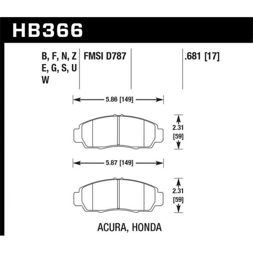 Hawk Performance HB366E.681 Blue 9012 Disc Brake Pad