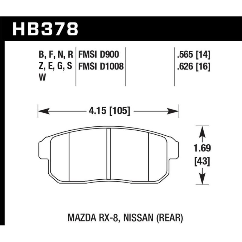 Hawk Performance HB378E.565 Blue 9012 Disc Brake Pad