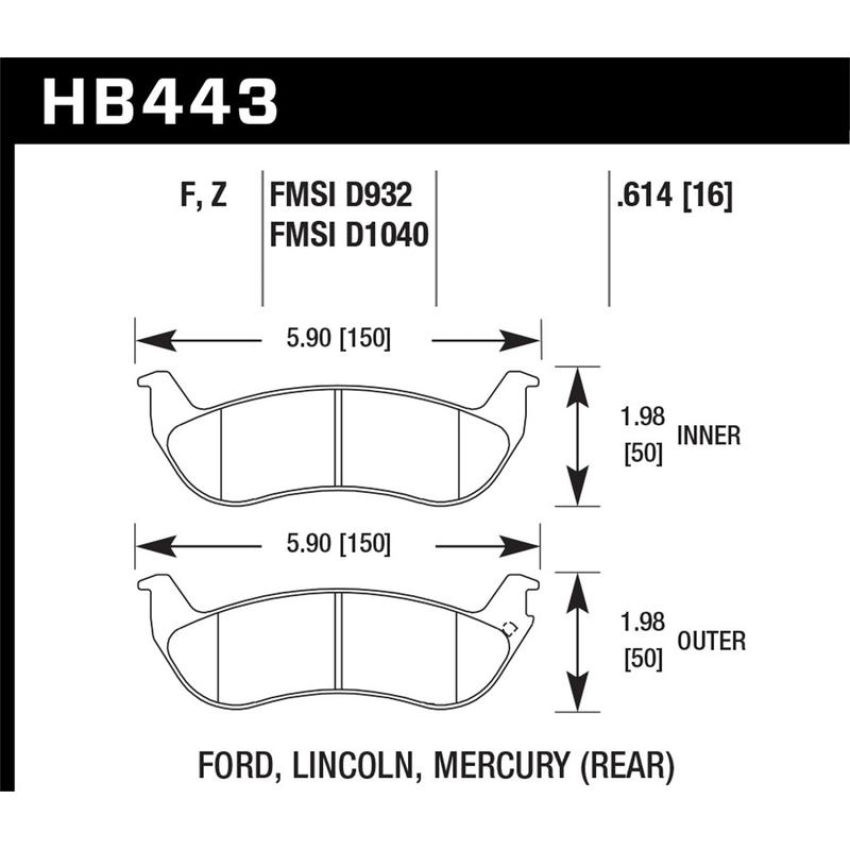 Hawk Performance HB443B.614 HPS 5.0 Disc Brake Pad