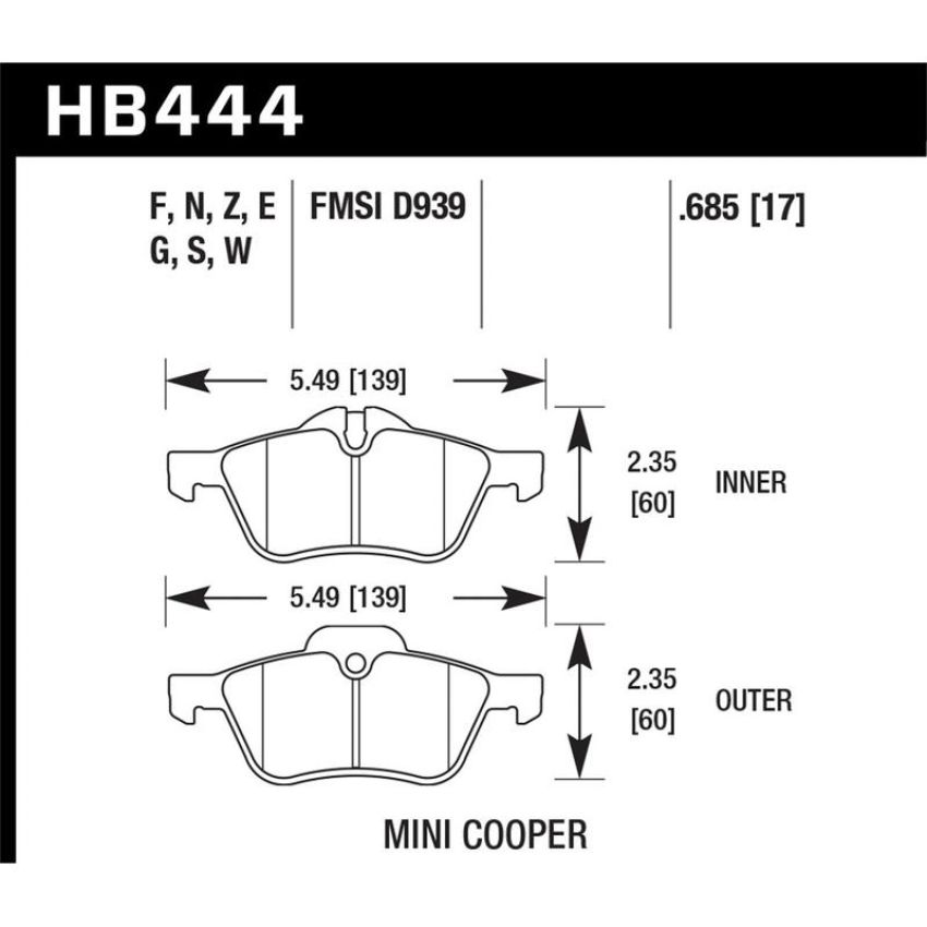 Hawk Performance HB444E.685 Blue 9012 Disc Brake Pad