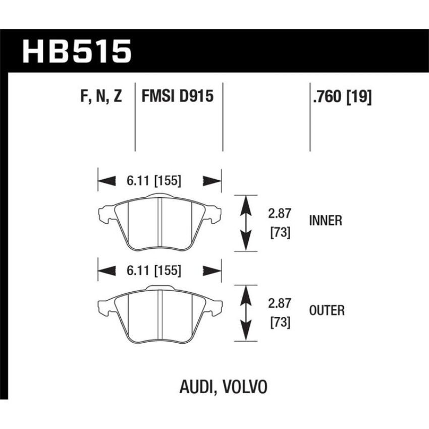 Hawk Performance HB515F.760 HPS Disc Brake Pad