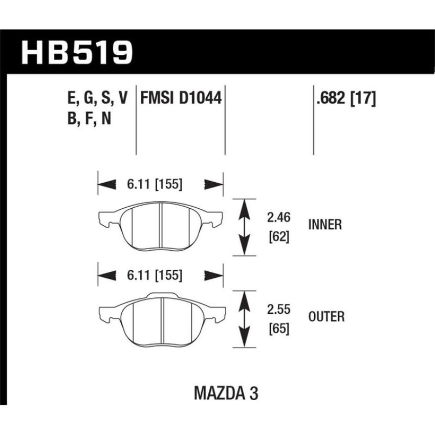 Hawk Performance HB519B.682 HPS 5.0 Disc Brake Pad