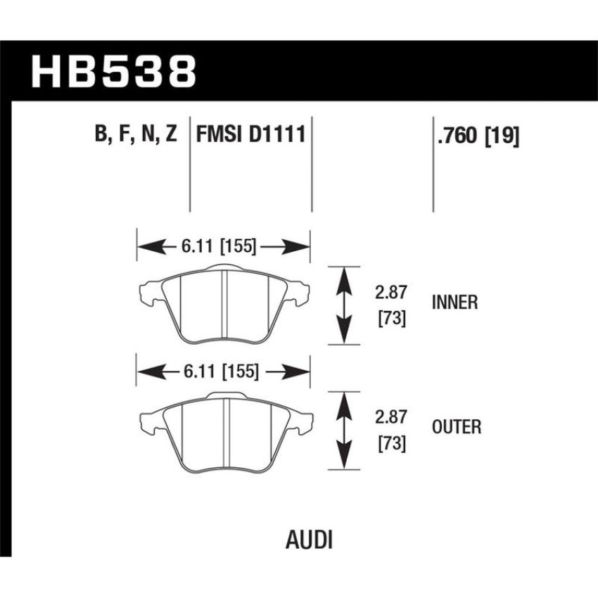 Hawk Performance HB538F.760 HPS Disc Brake Pad
