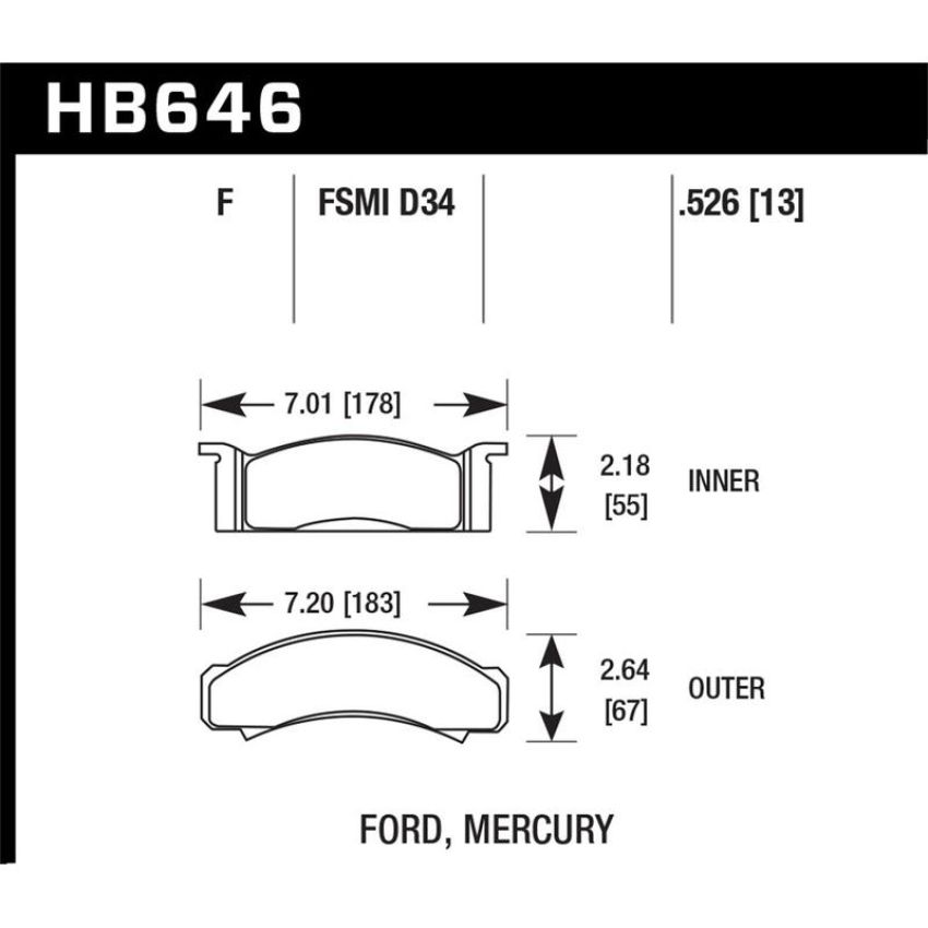 Hawk Performance HB646F.526 HPS Disc Brake Pad