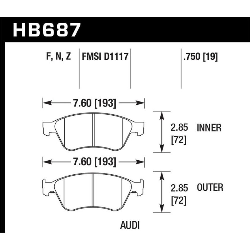 Hawk Performance HB687F.750 HPS Disc Brake Pad