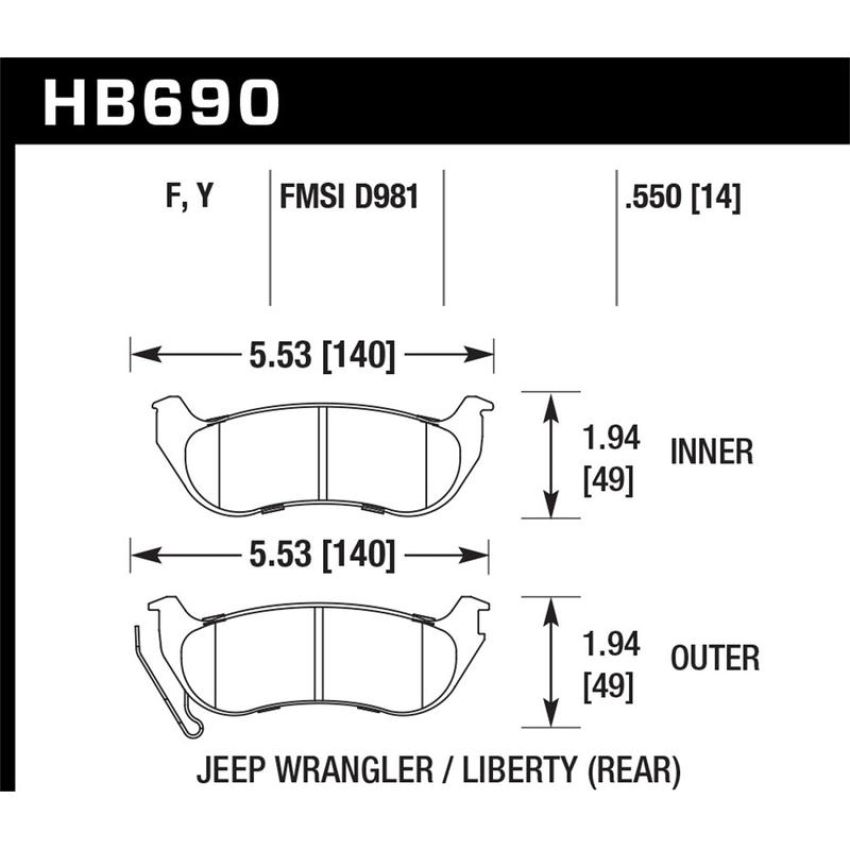 Hawk Performance HB690F.550 HPS Disc Brake Pad