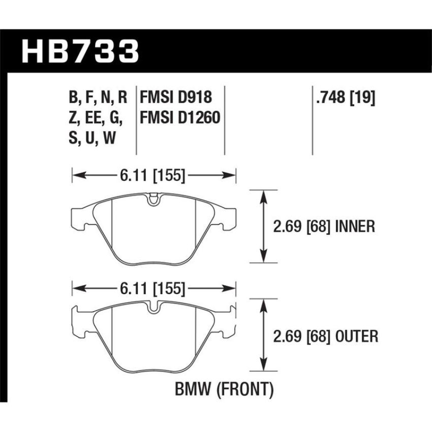 Hawk Performance HB733R.748 Street Race Disc Brake Pad