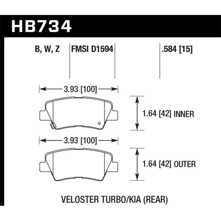Hawk Performance HB734W.584 DTC-30 Disc Brake Pad