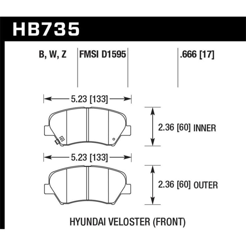 Hawk Performance HB735W.666 DTC-30 Disc Brake Pad