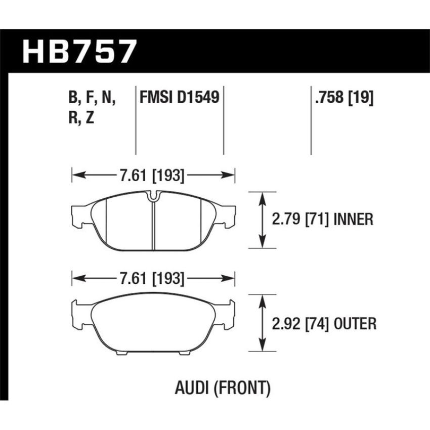 Hawk Performance HB757F.758 HPS Disc Brake Pad