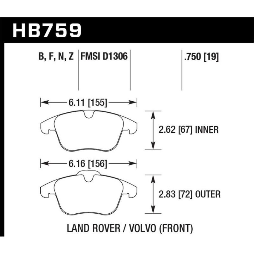 Hawk Performance HB759F.750 HPS Disc Brake Pad