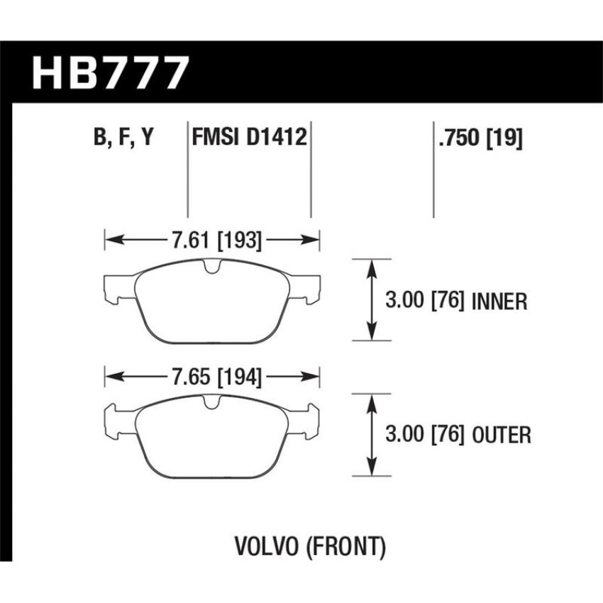 Hawk Performance HB777B.750 HPS 5.0 Disc Brake Pad