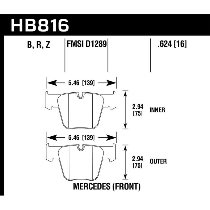 Hawk Performance HB816Z.624 Performance Ceramic Disc Brake Pad