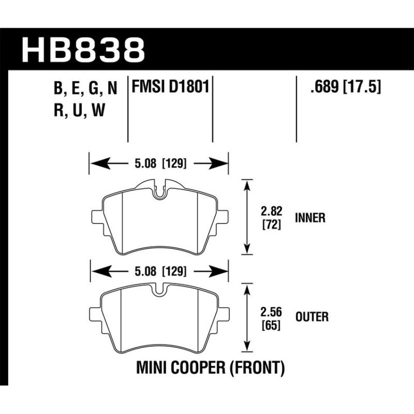 Hawk Performance HB838E.689 Blue 9012 Disc Brake Pad