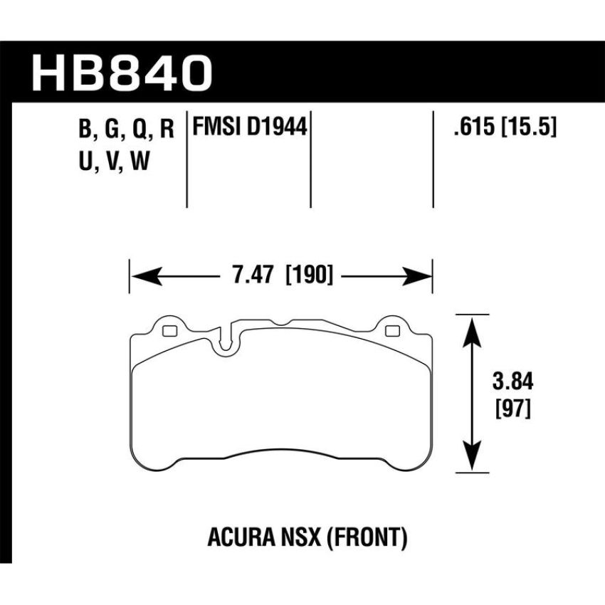 Hawk Performance HB840V.615 DTC-50 Disc Brake Pad