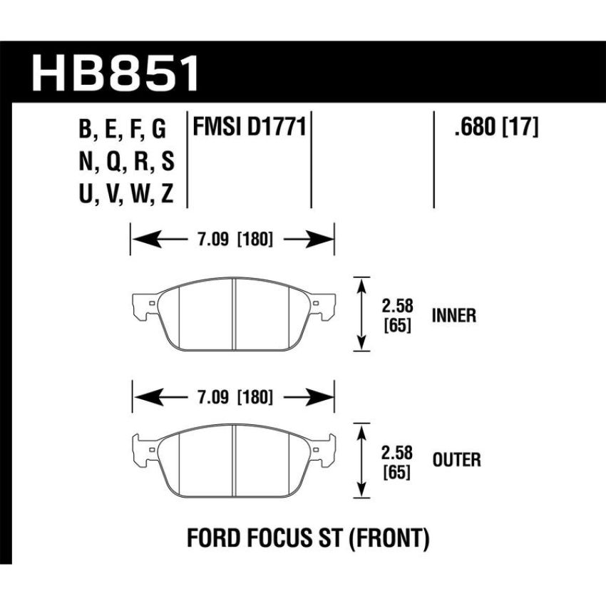 Hawk Performance HB851B.680 HPS 5.0 Disc Brake Pad
