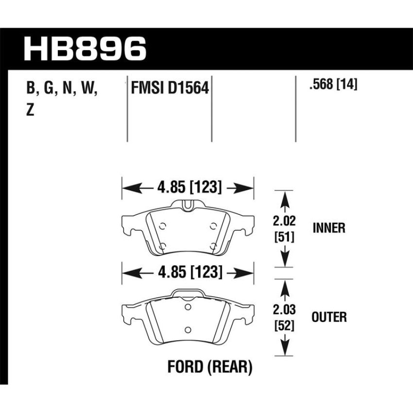 Hawk Performance HB896Z.568 Performance Ceramic Disc Brake Pad