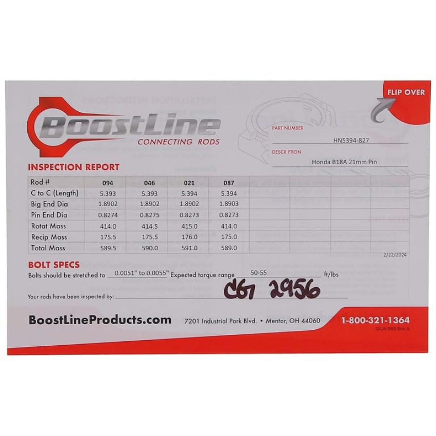 Boostline HN5394827 Connecting Rod Set, Honda B18A, 137.00 mm Length, ARP2000, Set of 4